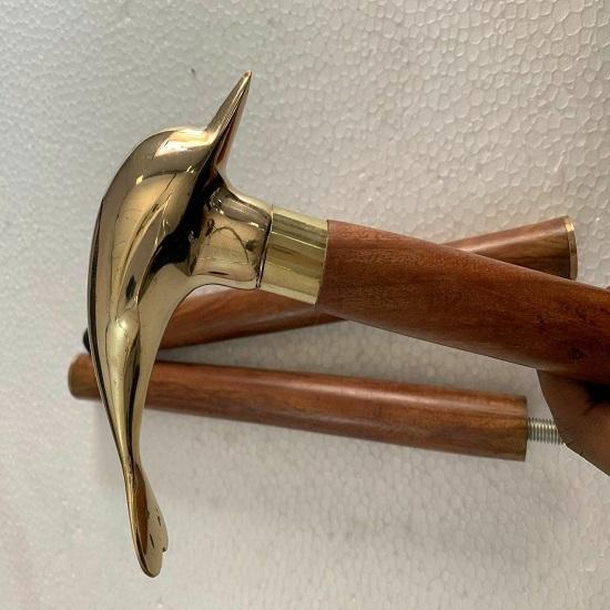 Dolphin Shaped Handle with Wooden Cane