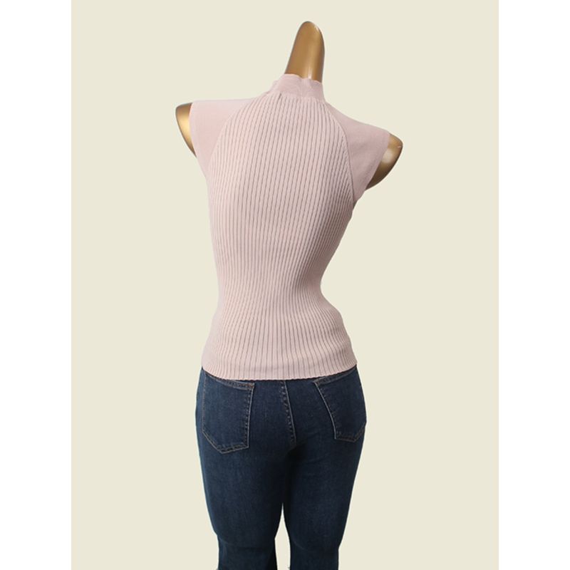 French Style Flounced Sleeve Thread Texture Vest Elegant Half Turtleneck Knitwear Slim Looking Summer Export Tops
