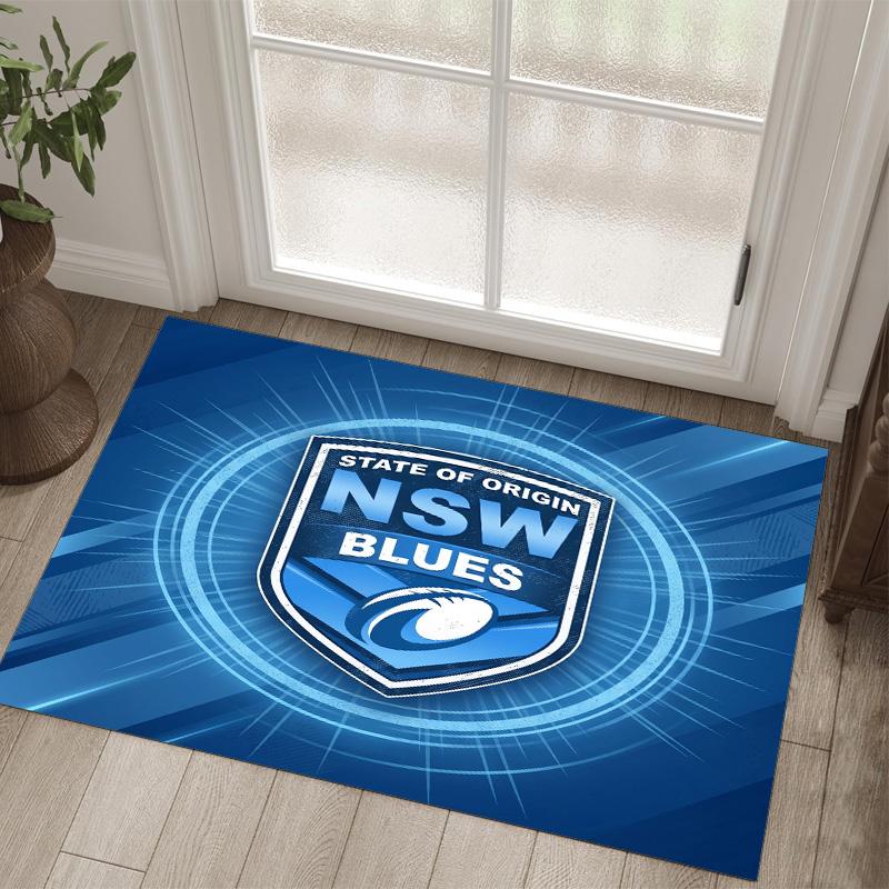 NSW Blues Design Crystal Velvet Carpet Cozy Non?Slip Printed Rug For Bedroom Living Room Entrance