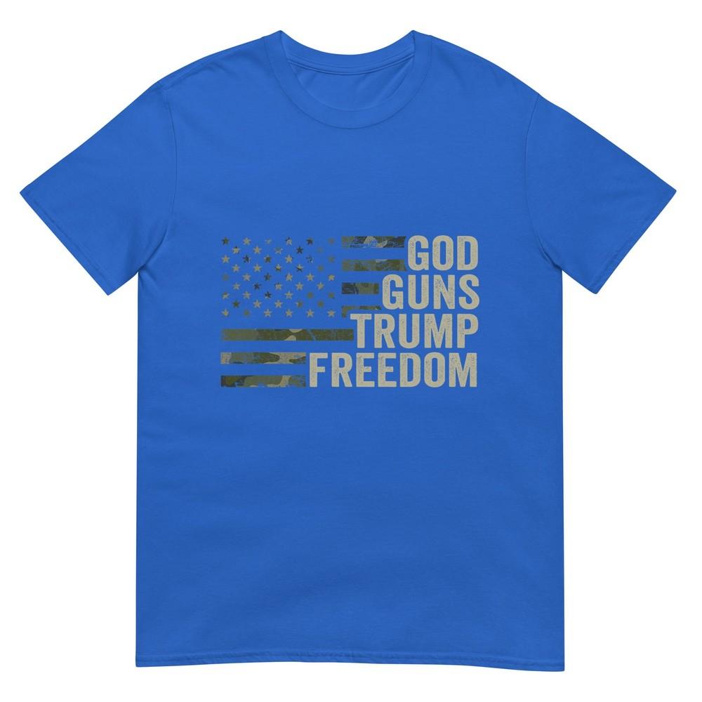 God Guns Trump Freedom Funny Camouflage Pro Gun Usa Flag TShirt
