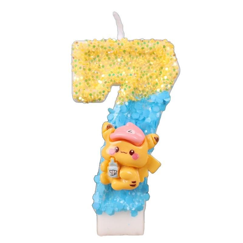 Creative Cartoon Number Birthday Candle Cake Party Decoration Handmade Pikachu Birthday Candle