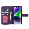 For iPhone 14 Plus Stand Case PU Leather Phone Cover with Straps/Zipper Wallet/Multiple Card Slots