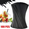 100pcs Black Disposable Straws 26cm Flexible Drinking Straws Plastic Bendable Drink Tube Reusable Straw Bar Party Accessories