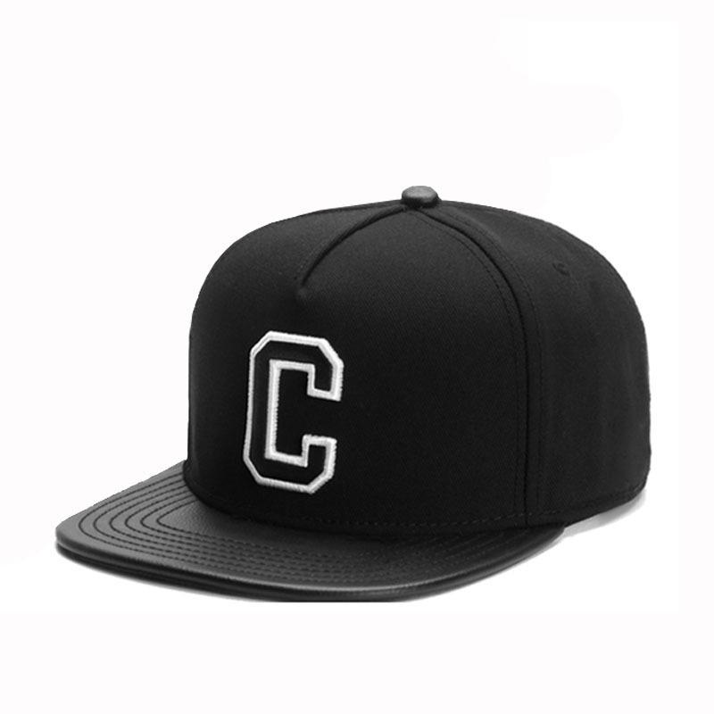Black Letter C Leather Brim Hip Hop New Sun Hat Cap Adult Outdoor Sports Basketball Cap