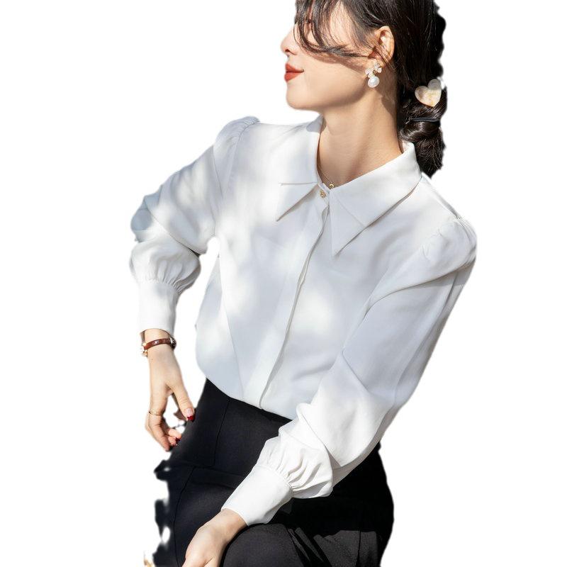2025 Spring Women’s Korean Style White Shirt: Lightly Mature Inner Wear