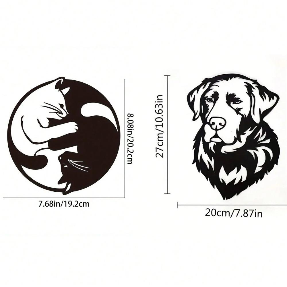 

Современный металлический декор для настенного искусства с изображением кошки и собаки, водонепроницаемая, устойчивая к ржавчине скульптура для гостиной, спальни, сада, улицы, праздничный подарок для любителей животных разноцветный