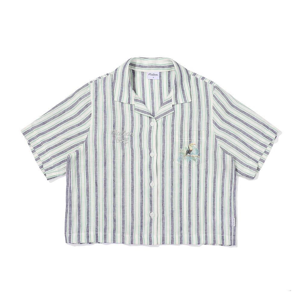 MALBON GOLF Tokotoko Stripe Shirt Green (Woman)