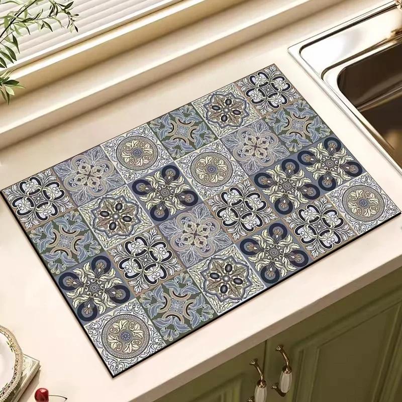 Bulaşık Kurutmak İçin Drenaj Pedi Dekorasyon Matı Mutfak İçin Emici Bulaşık Matı Emici Bulaşık Kurutma Matı Mutfak Halı Malzemeleri