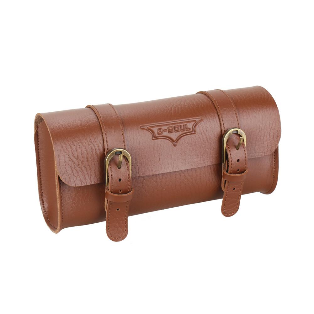 Leather Retro Bicycle  Bag Scooter Head Folding Handlebar Bag Personalized Saddle Bag 22*9.8*6cm Brown #1