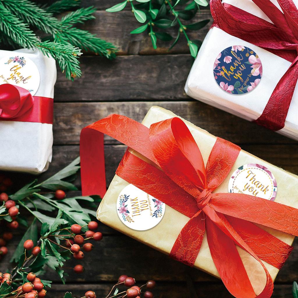 Xh016 Thank You Round Hot Stamped Figurine 1.5 Inch Envelope Gift Seal Stickers With Adhesive Backing