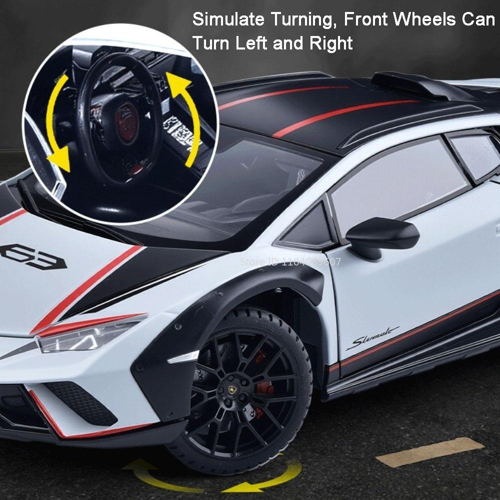 1:24 Scale HURACAN STERRATO URUS Car Model Toy Metal Diecast Sound Light Shock Absorption Models Hobby Presents for Children
