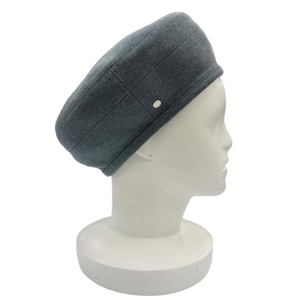 Excellent HERMES Beret Saint-Honoré Clou De Selle Serie Metal Cashmere Women 58 Used
