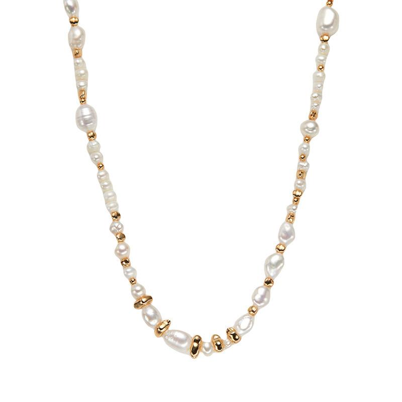 Collier Trésor en Argent Sterling S925 Perle d'Eau Douce Naturelle Couleur Tendance pour Femme Cordon Fait Main Perle Irrégulière Boucles d'Oreilles Polyvalentes en Argent