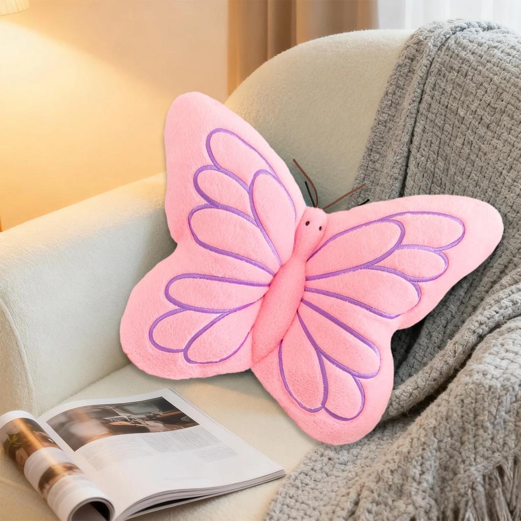 Butterfly Throw, Velvet Butterfly Decorative Cushion With Lace Trim, Glitter Velvet Stuffed For Sofa Couch Living Room Bed,Home Garden Decor