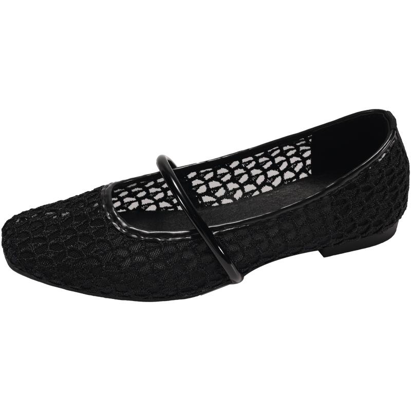 

Модные Роскошные Кружевные Вязаные Балетки Женские Дышащие Эластичная Резинка Квадратный Носок Сетчатые Туфли-балетки Женские Мягкие Ажурные Мэри Джейн 40 чёрный