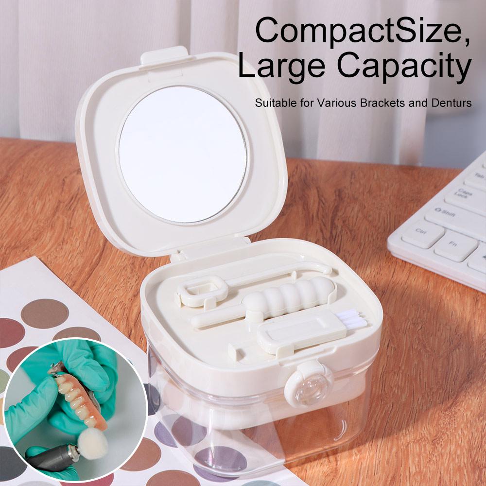 Portable Denture Soaking Cleaning Box Universal Cleaning Tooth Storage Case  Dentistry Supplies