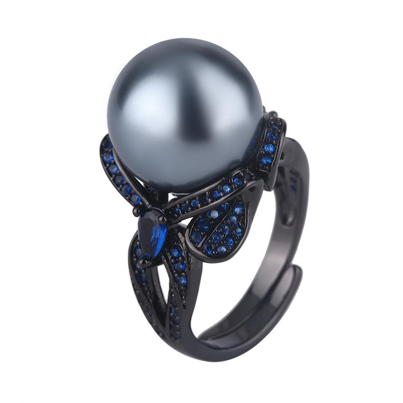 Jewelry Copper Bottom Gold-Plated Black Gold Personalized Bow Diamond Ring 14Mm