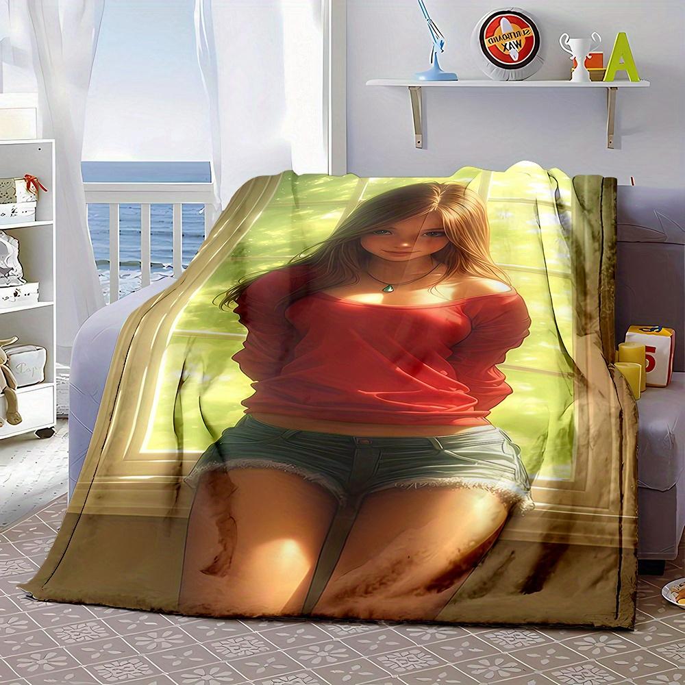 Chic Red-Dressed Woman Print Blanket - Soft Flannel, All-Season Throw for Bed, Sofa, Travel