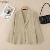 ZANZEA Women Turn Down Collar Casual Long Sleeve Thin Cardigan Blazer