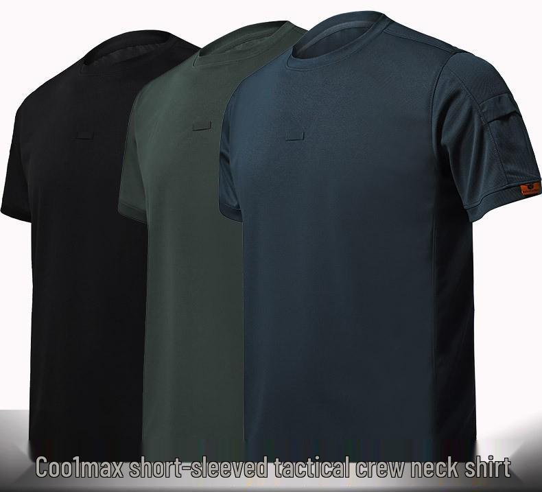Camiseta Táctica de Manga Corta Transpirable de Secado Rápido Coolmax para Fitness y Entrenamiento al Aire Libre