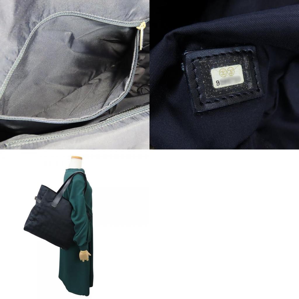 Used CHANEL Tote Bag New travel line COCO Mark Jacquard nylon/leather black 9th