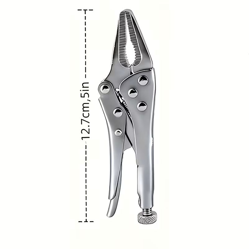 5-Inch Heavy-Duty Mini Sharp-Nose Pliers - Adjustable Height, Non-Slip Grip, Compact & Sturdy Metal Clamping Tool 1PC