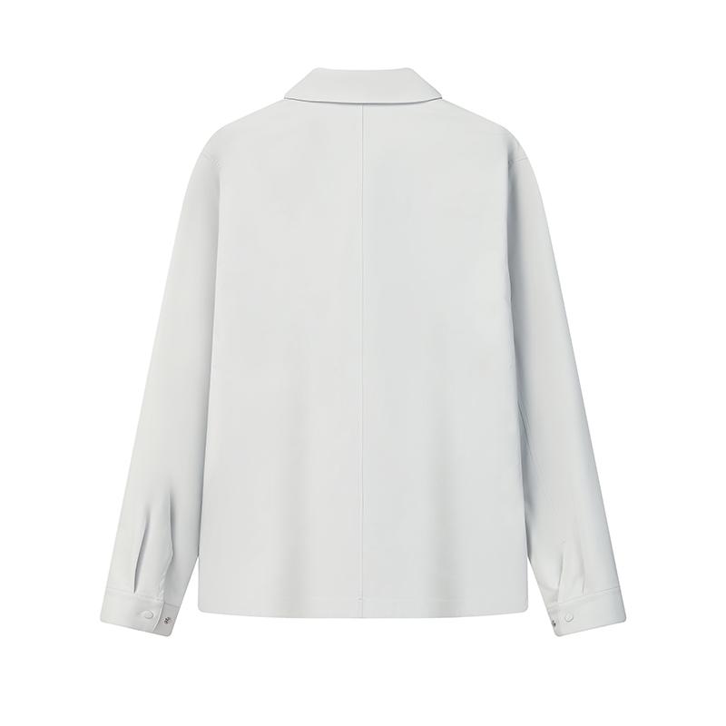 FILA Milano Series Fashion Simple Classic Basic Solid Color Casual Versatile Comfortable Woven Long Sleeve Shirt Men shirts Void-Gray F11M615410FGY