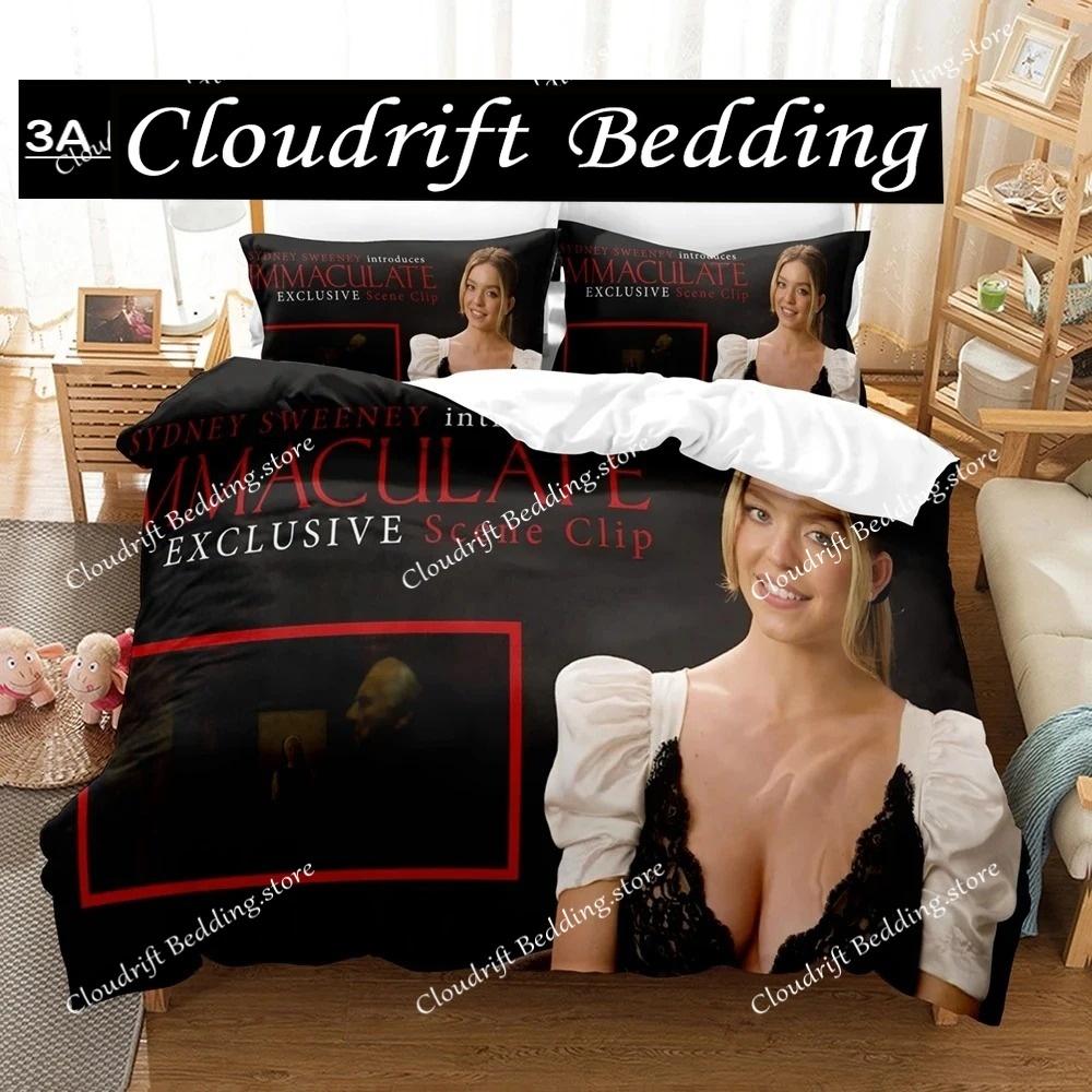 Sydney Sweeney Immaculate Bedding Set Single Twin Full Queen King Size Bed Set Adult Boys Bedroom Duvetcover Sets