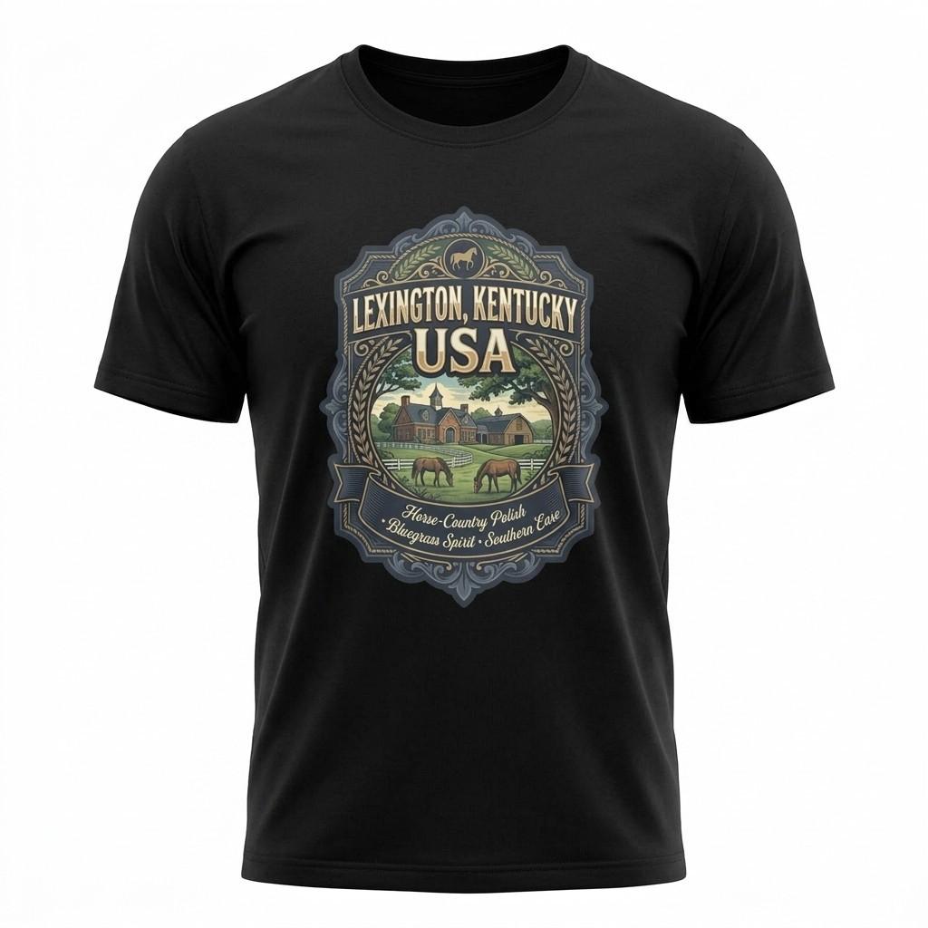 Lexington Kentucky Horse Country Graphic T-Shirt Unisex Travel Tee