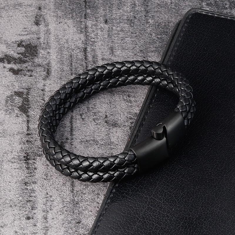 Charm Bracelet for Men High Quality Leather Bracelets Stainless Steel Maginetic Clasp Fashion Men's Bangle Business Male Jewelry