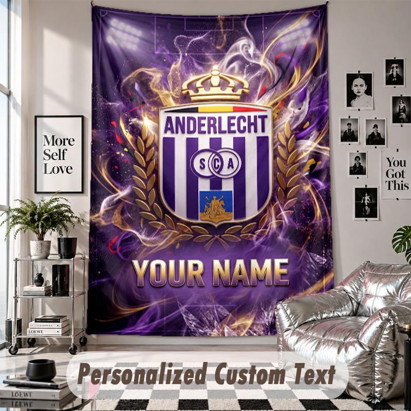 Custom Tapestry Wall Hanging, Anderlecht FC Personalized Name Text Home Wall Decor