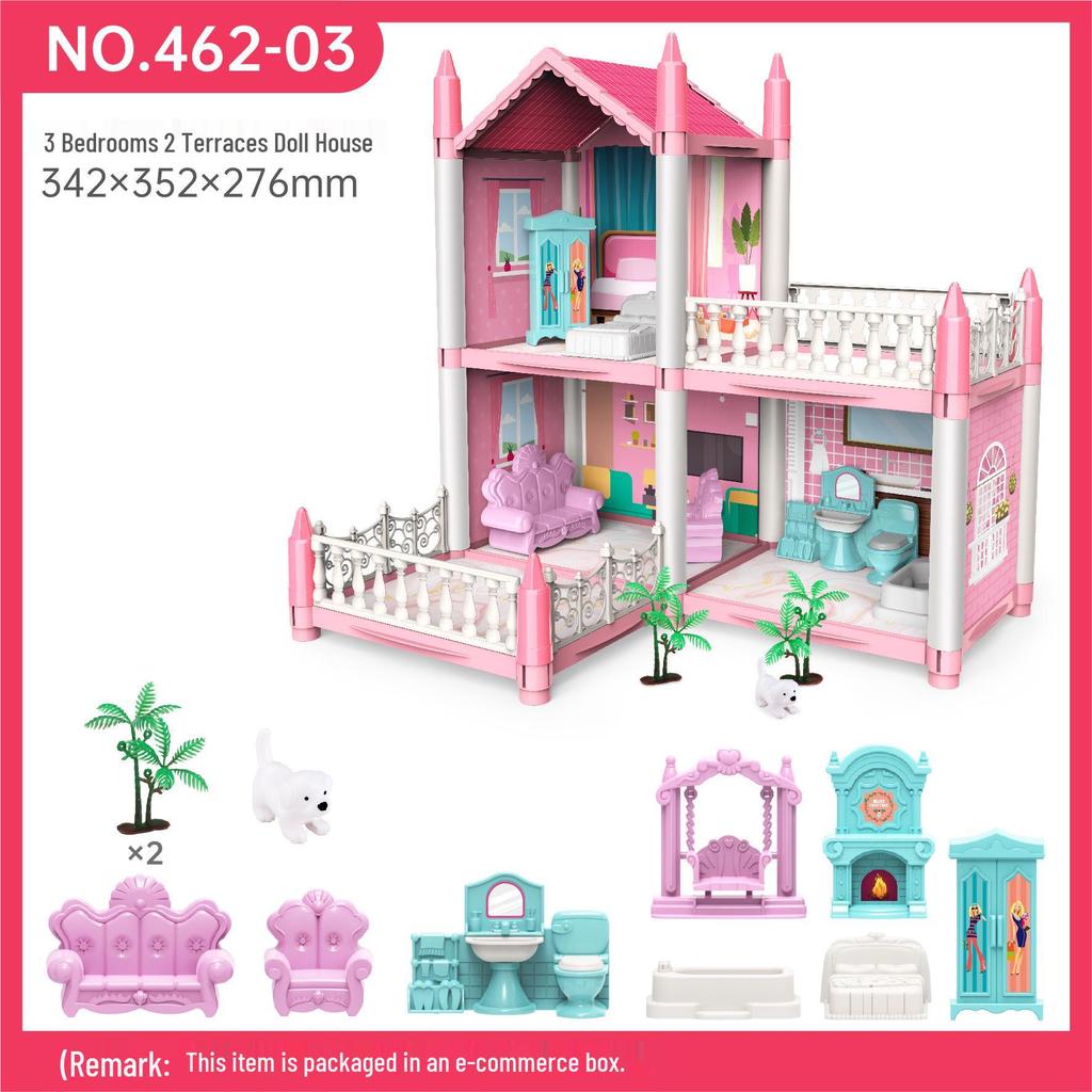 Işıklı Kendin Yap Prenses Şatosu Bebek Evi - Küçük Kızın Oyun Evi