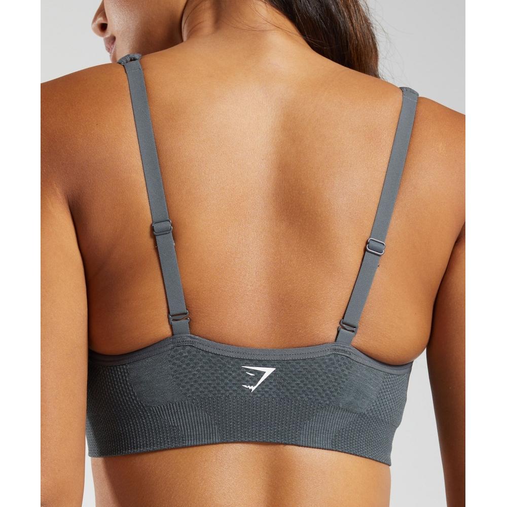 Gymshark Vital Seamless V Neck Sports Bra Strong Grey  Marl B3a4k gcsV