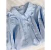 Women's Long Sleeve Shirt POLO Neck Commuter Blouse Solid Color Cotton Loose Fit Sun Protection Open Cardigan