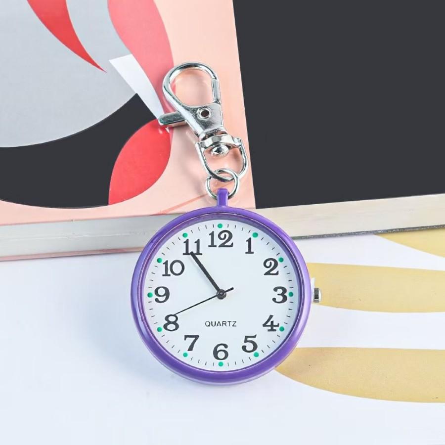 Pocket Watches Luminous Exam Quartz Pocket Watch with Keyring Hanging Keychain Chest watch for Nurses Doctors Students Child