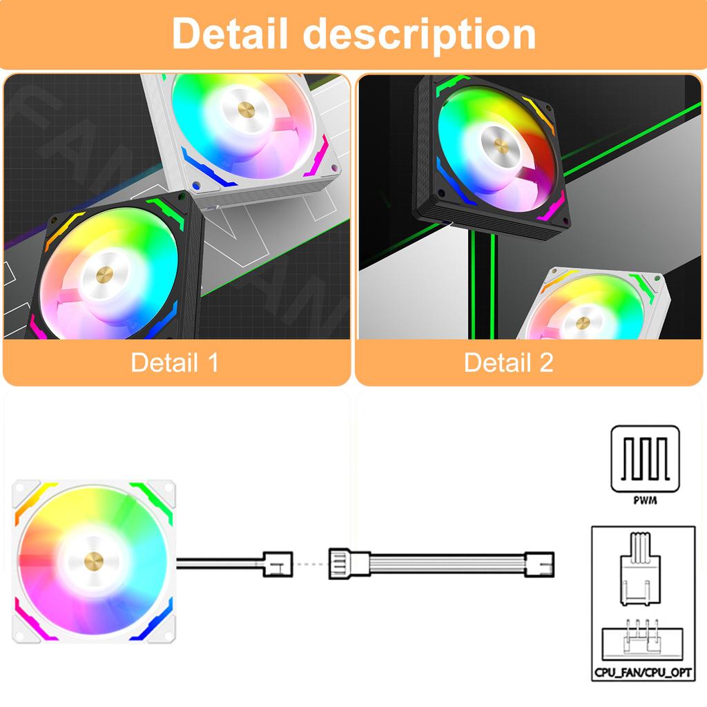 90mm ARGB LED PWM Cooling Fan Desktop CPU Air Cooler Quiet Operate For PC Case 9CM 9025 Fan