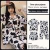 Kuromi Japanese-Style Cotton Pajamas: Women's Summer Lapel Sweet Cardigan Homewear Three-Piece Set