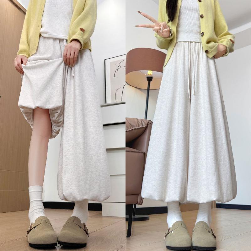 White bud glutinous rice pants women's autumn new lazy and relaxed high waist drape loose casual wide-leg pants