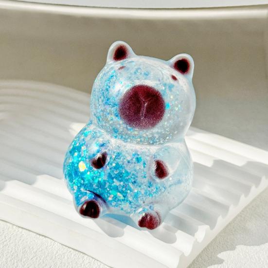 Glitter Capybara Sugar Stress Ball Anxiety Relief Clear Capybara Squeeze Toy Stretchy Slow Rising Relaxing Animal Pinch Fidget Toy