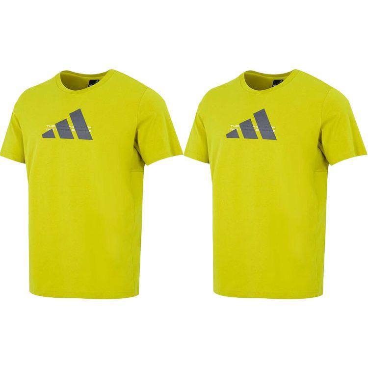 Adidas Alphabet Logo Print Crew Neck T-Shirt Men Tops Yellow HE9938