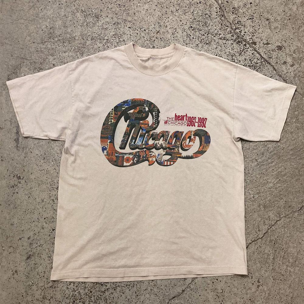 CHICAGO Band Logo The Heart of Chicago White T Shirt Full Size S-5XL Unisex T-Shirt XL