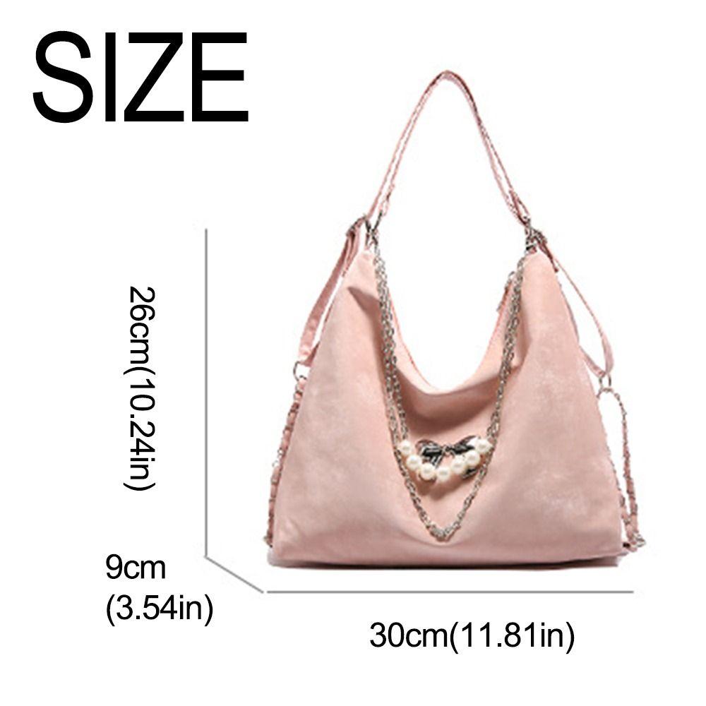 Retro Women's Shoulder Bag PU Leather Lightweight Student Tote Bag Large Capacity Butterfly Pearl Chain Convertible Backpack