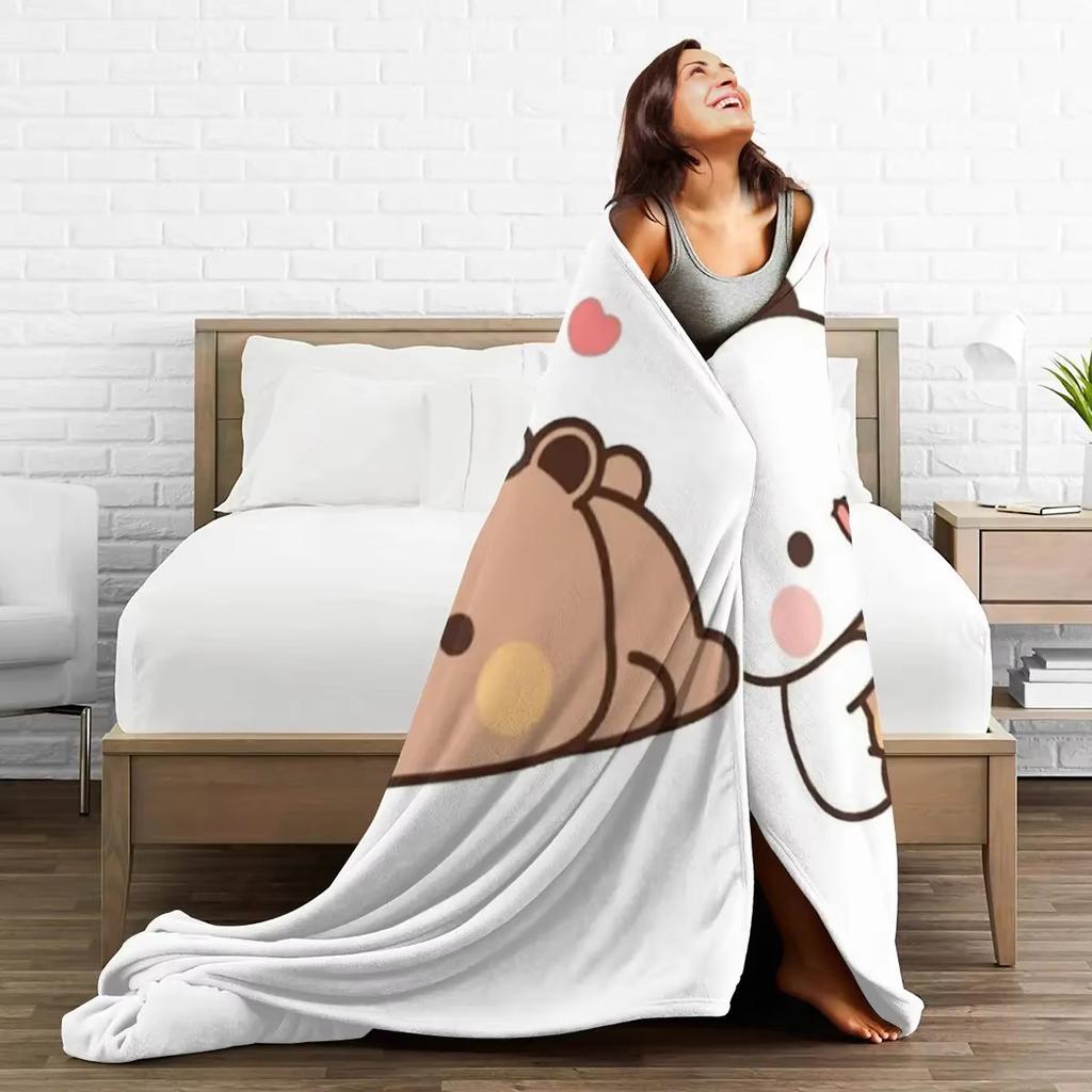 Bubu Dudu Panda Blanket Soft and Warm Flannel Blanket Plush Blanket Suitable for Bed Living Room Picnic Travel Home Sofa