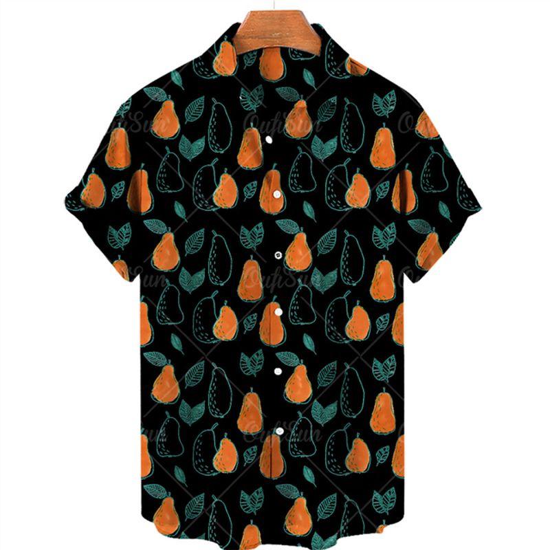 

Гавайская рубашка с фруктовым принтом, с коротким рукавом, Гавайская рубашка с фруктовым принтом ZL-2896 L