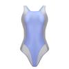 [AMORESY] Aphrodite B Series High-Leg Backless Bodysuit for Women, Glossy Leotard Swimwear Style (JP, Alphabet, M, Berry Peri + Silver Gray)