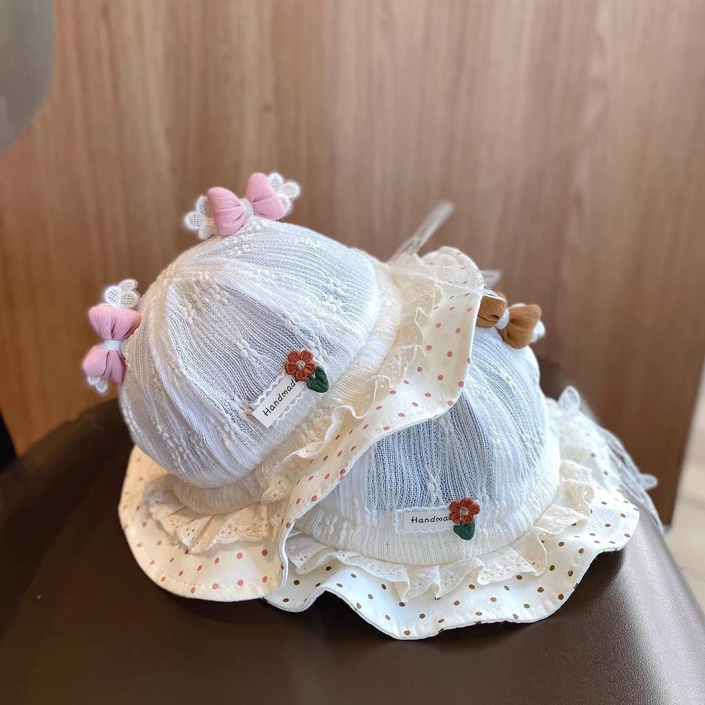 Baby Girl Summer Sun Hat Breathable Thin Princess Bucket Cap UV Protection Lightweight Fishing Hat For Infants