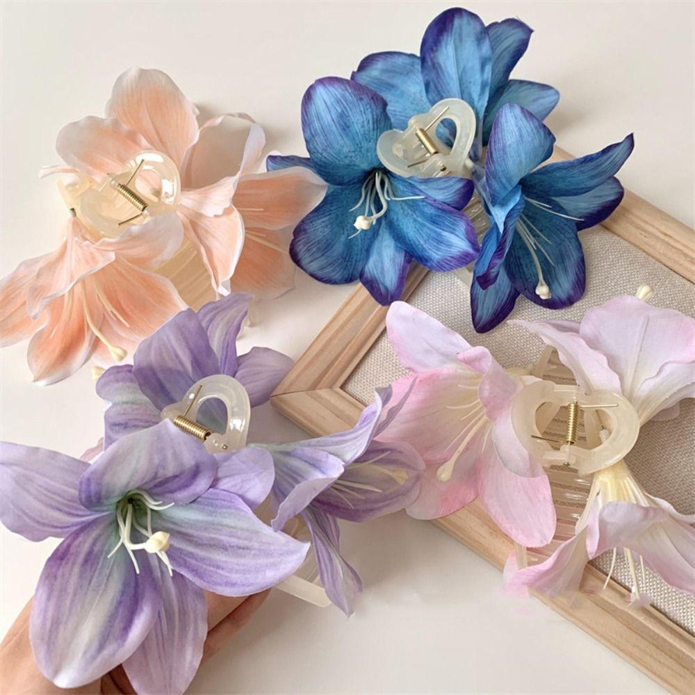 Ponytail Clip Calla Hair Clip Bohemia Barrettes Big Hair Claw Lilium Flower Hair Claw  Daily