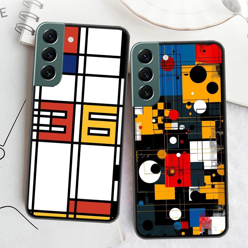 TOPLBPCS Mondrian Grid Phone Case For Samsung Galaxy S22 S25 Ultra S21 S10 Plus S26 Edge S20 S23 S24 FE Cover Silicone Soft
