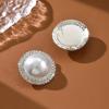 Exaggerated Round Pearl Stud Earrings, Luxurious And High-End Temperament, Fashionable Diamond-Set Style And Thin Earrings, Women'S Trend