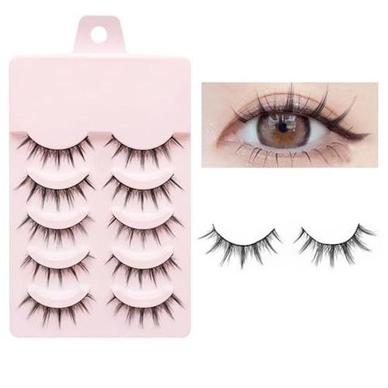 False eyelashes upper lashes 5 pairs natural black soft core ultra-lightweight handmade reusable light makeup everyday makeup.